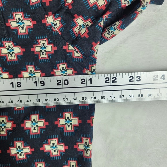 Ariat Long‎ Sleeve Button Down Shirt Men's Small Navy Blue Geometric Print - Picture 2 of 9